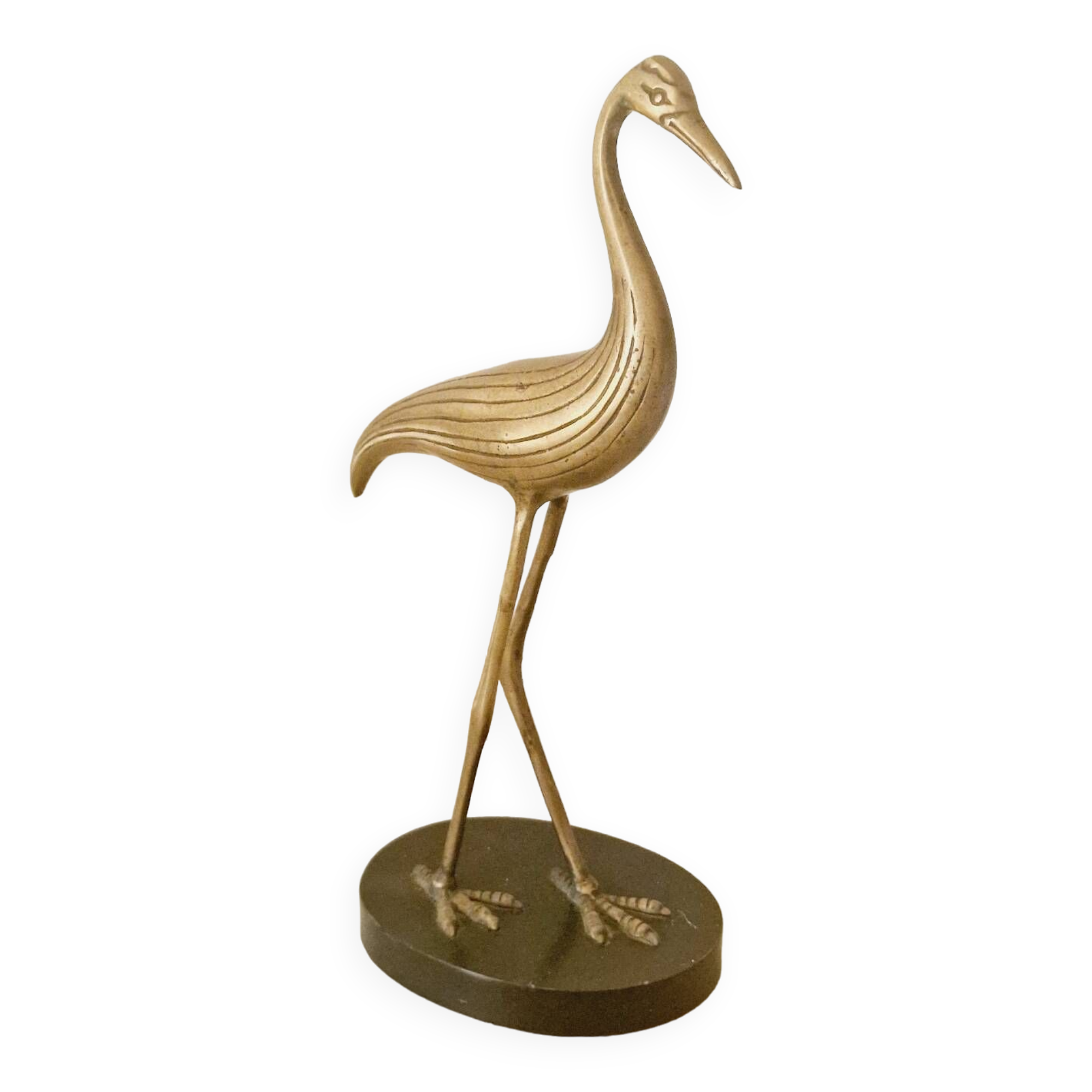 Vintage brass heron statue.