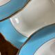 Lot de 8 assiettes creuse vintage bleues, blanches et dorées