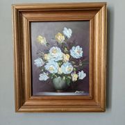 Tableau acrylique sur toile nature morte ancienne campagne bohème