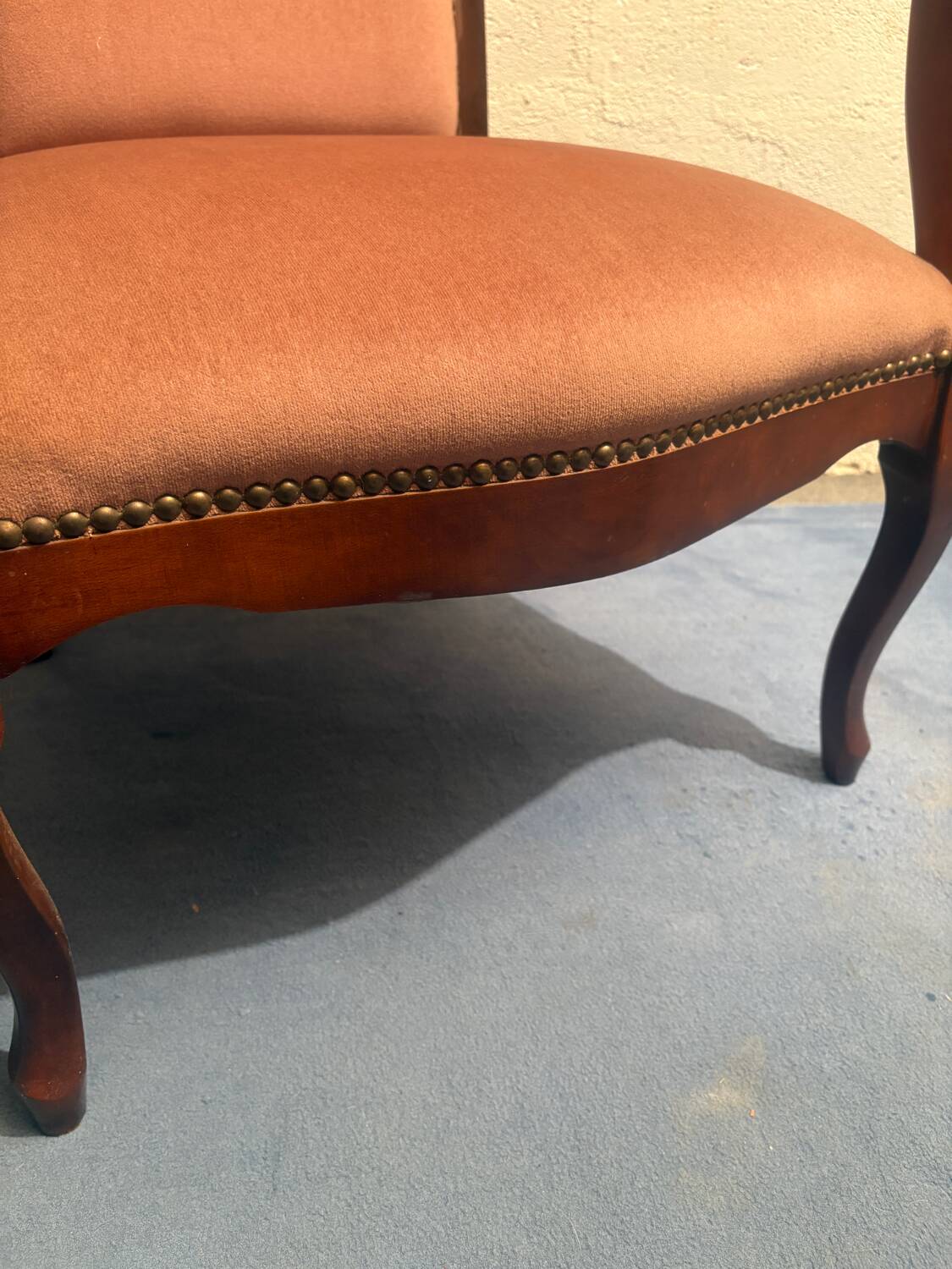 Fauteuil voltaire velours rose
