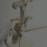 Pair of legs of wood metal table lamps foliage decoration Design: Ivory White