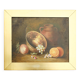 Cuadro al oleo con frutas. Bodegón con fruits y objects de cobre y barro.
