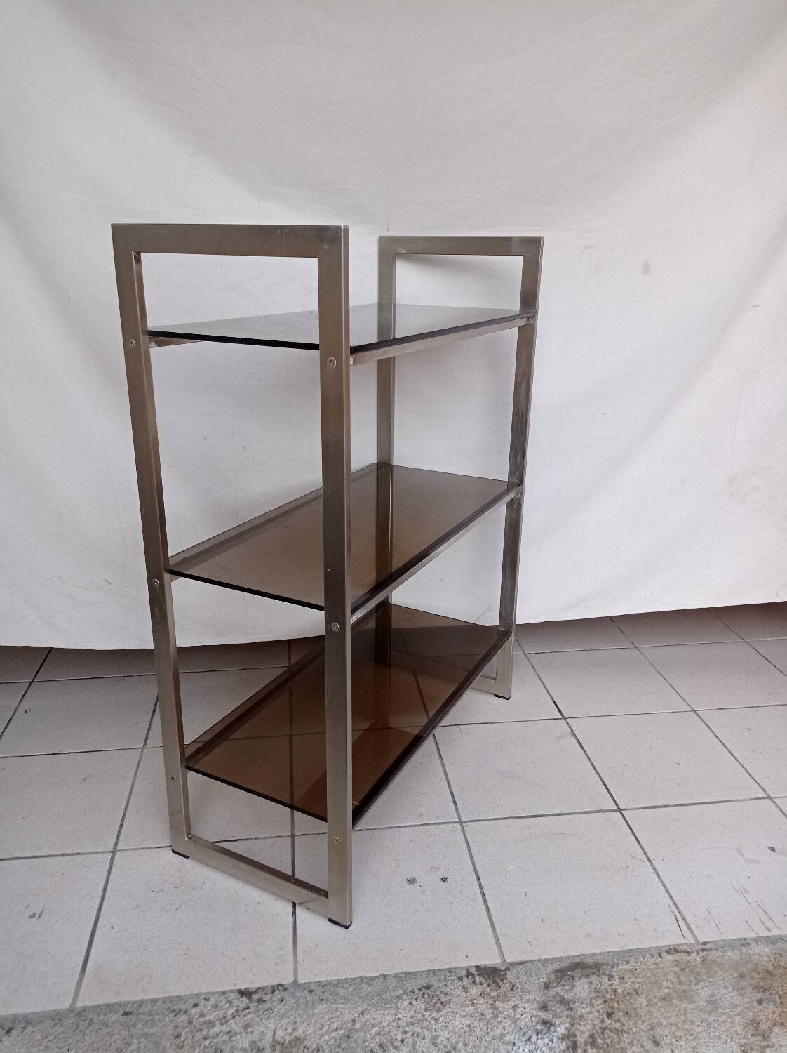Metal and smoked glass shelf