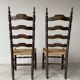 Chaise style campagnard bois massif et paille 1950