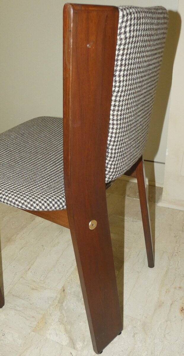Wood and tweed chairs by Acerbis International, Italy, 1980s, set of 4.