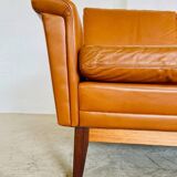 Mid-century vintage Danish 3-person sofa in cognac leather by Nili Stoppmøbler