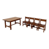 Set of table and 4 chairs, 60s mountain furniture