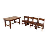 Ensemble table et 4 chaises mobilier montagne années 60
