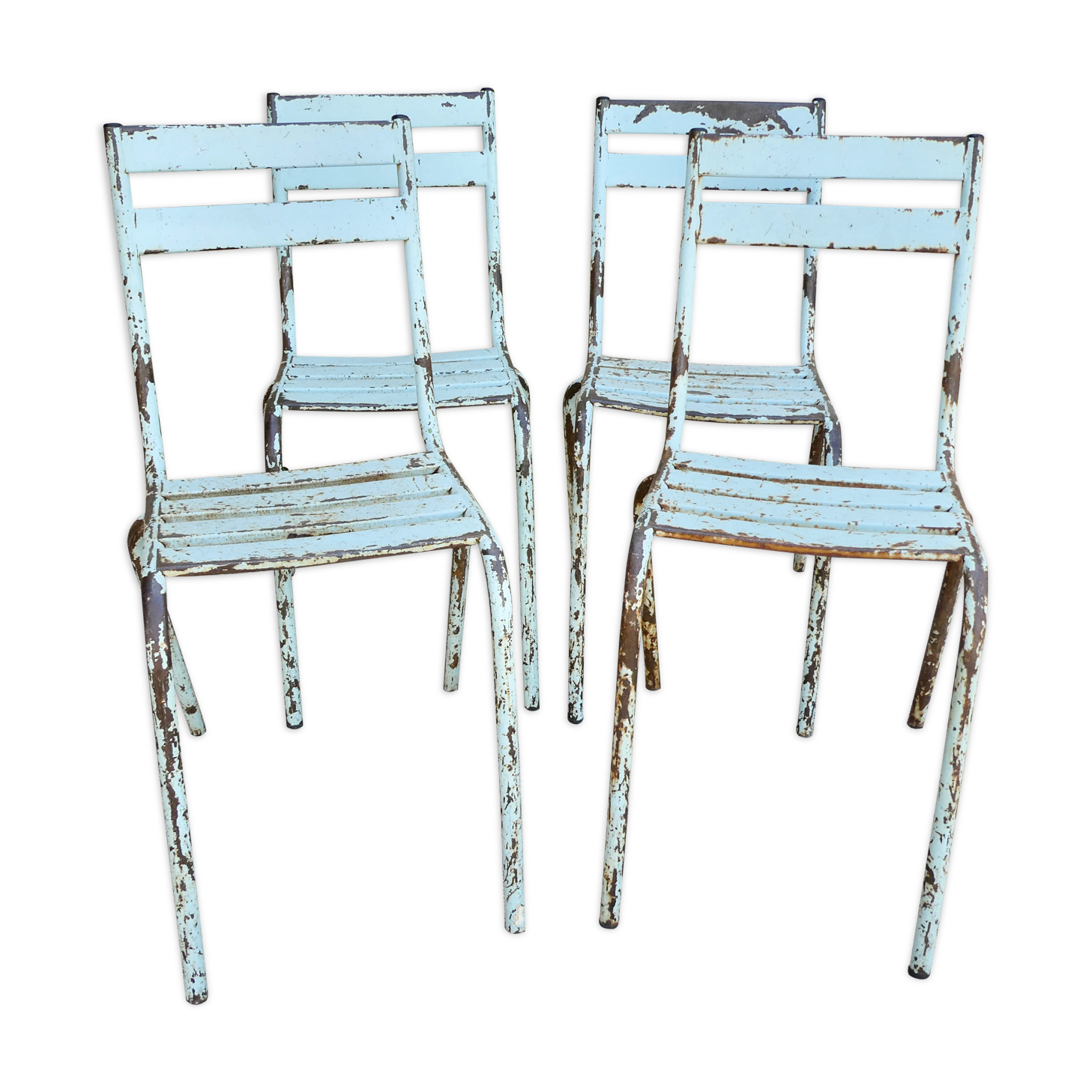 4 chaises de jardin en métal bleu pastel Art Prog