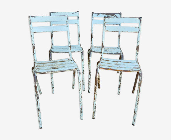 4 chaises de jardin en métal bleu pastel Art Prog