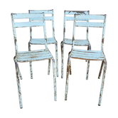 4 garden chairs in pastel blue metal Art Prog