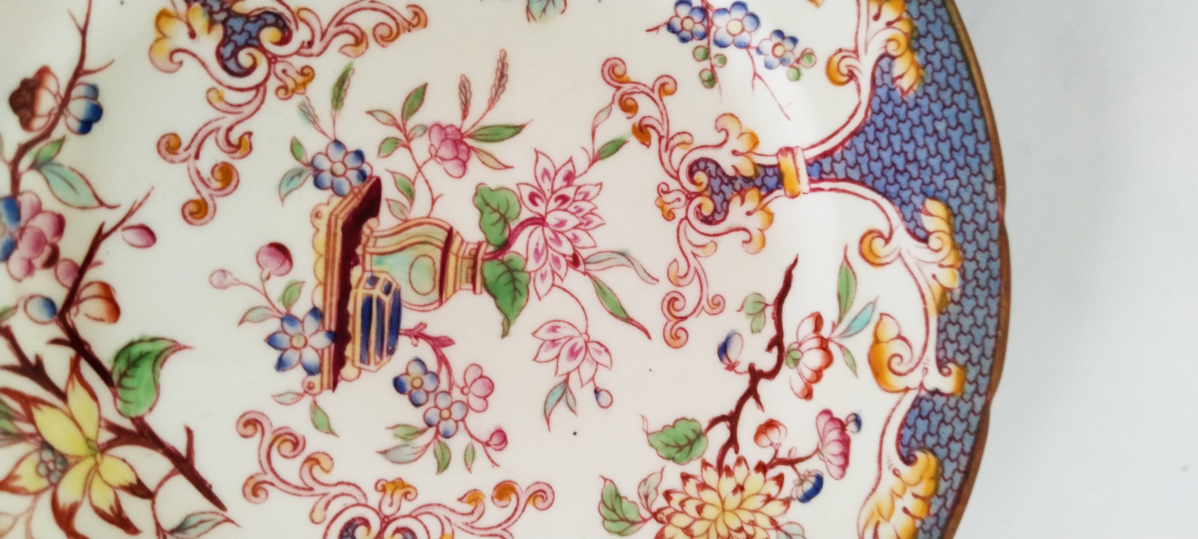 Porcelain dessert plate, Minton Decor 247, blue, Sarreguemines