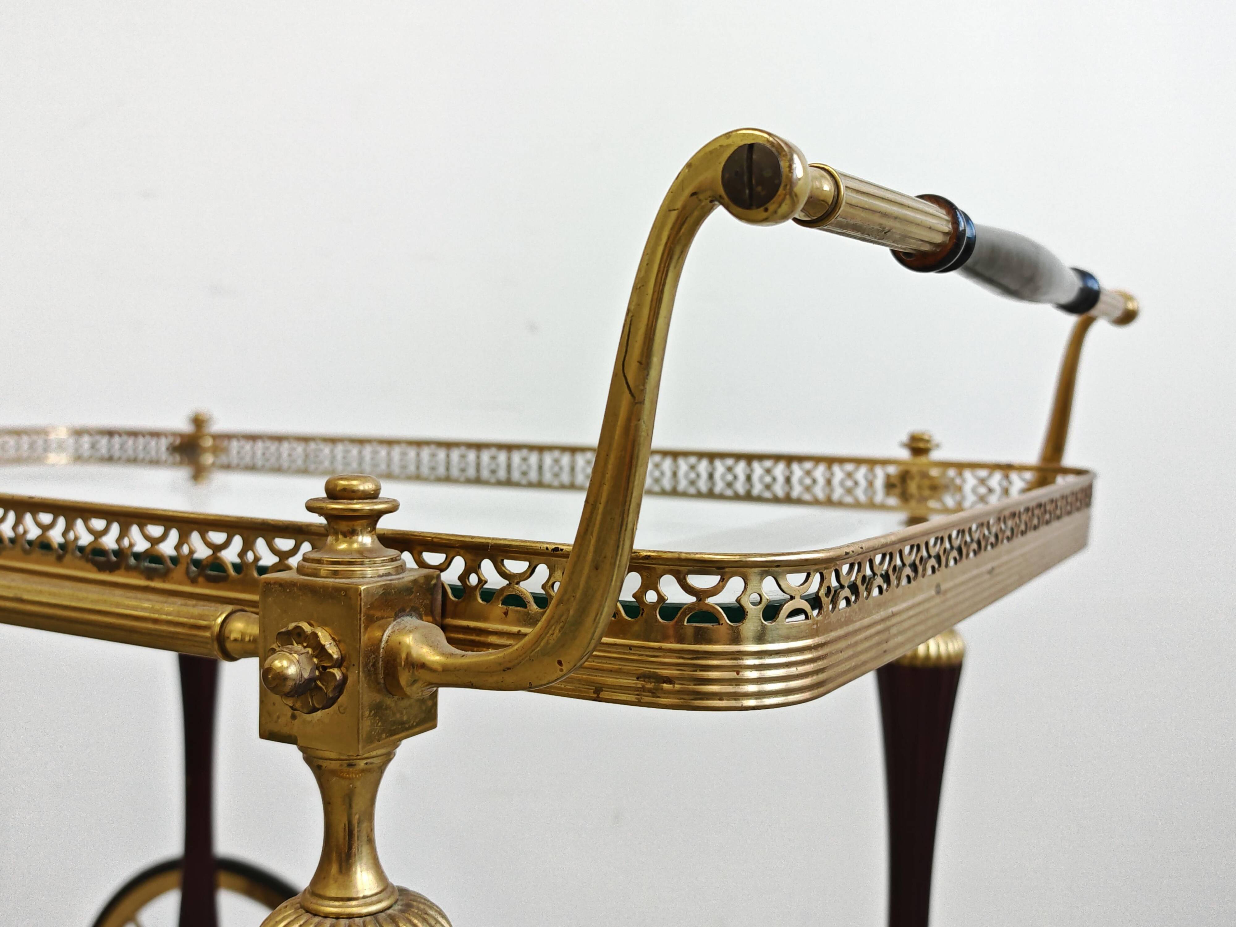 Hollywood Regency Sideboard in Brass and Mahogany 1940s