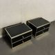 Pair of black lacquered and brass bedside tables, Roche Bobois 1970