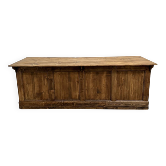 Large old trading counter in solid pine