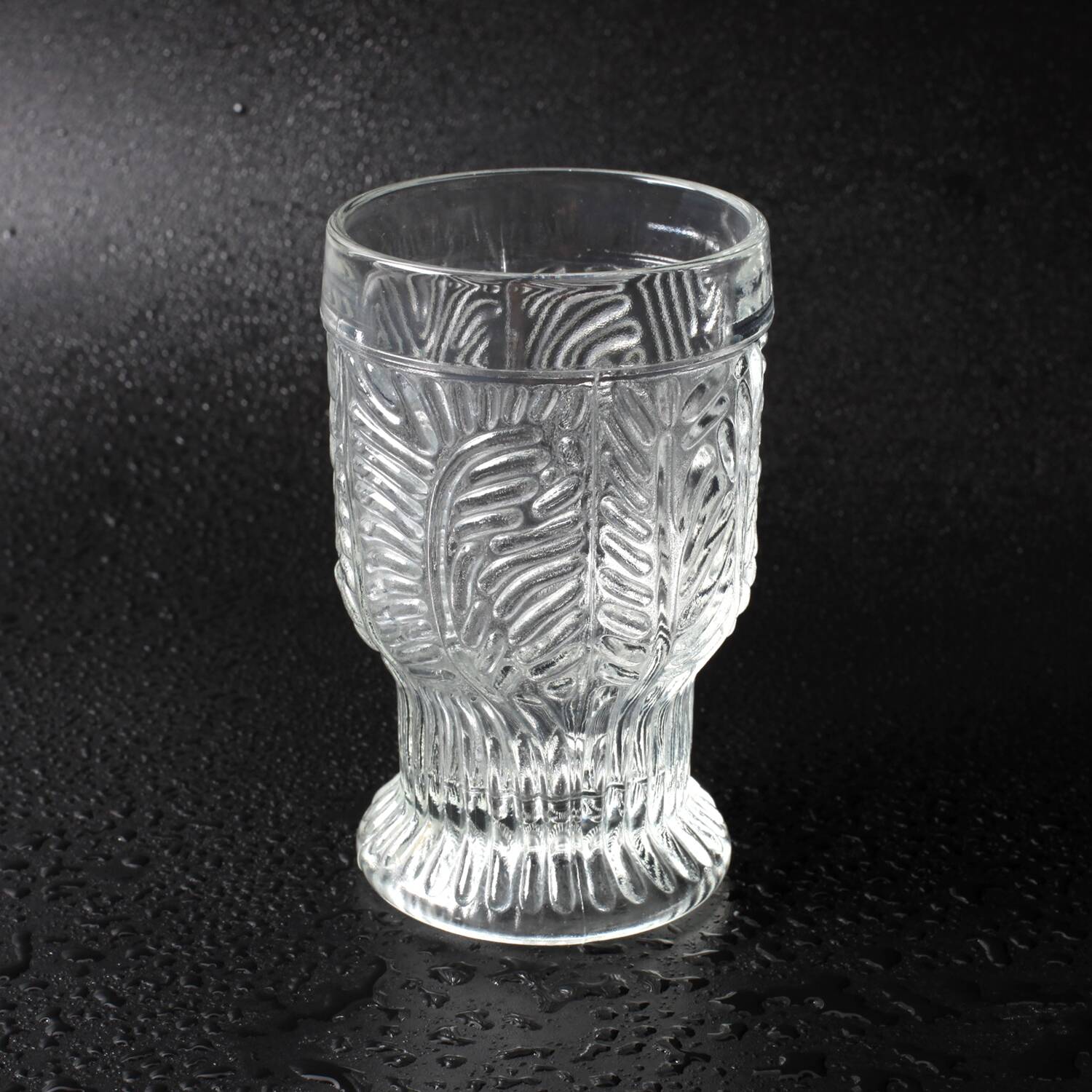 Set of 6 Mid-century Rare Pressed Glass Glasses / Libochovice / 1981