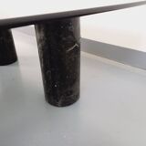 Table basse italienne carrée vintage en marbre et verre des années 70