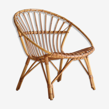 Adult size rattan shell armchair from the 60s