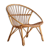 Adult size rattan shell armchair from the 60s