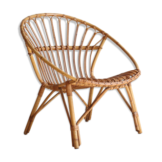 Adult size rattan shell armchair from the 60s