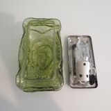 Mid-century brutalist green glass wall lamp by Erco, Germany 1960-1970.Model 54048.