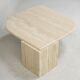 Table basse de forme courbe, travertin, France, circa 1970.