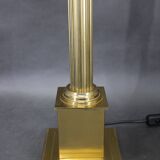 1940s Pair of Italian Restored Brass Table Lamps with Glass Shades