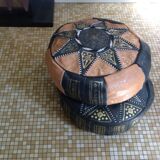 2 leather poufs