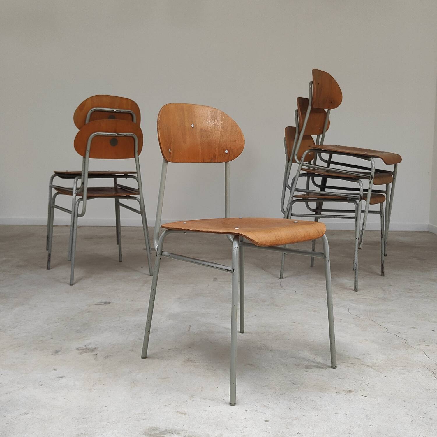 Lot of 24 chairs school chairs industrial style ex Czechoslovakia 1950