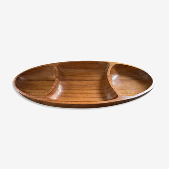 Compartmentalized wooden serving dish