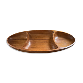 Compartmentalized wooden serving dish