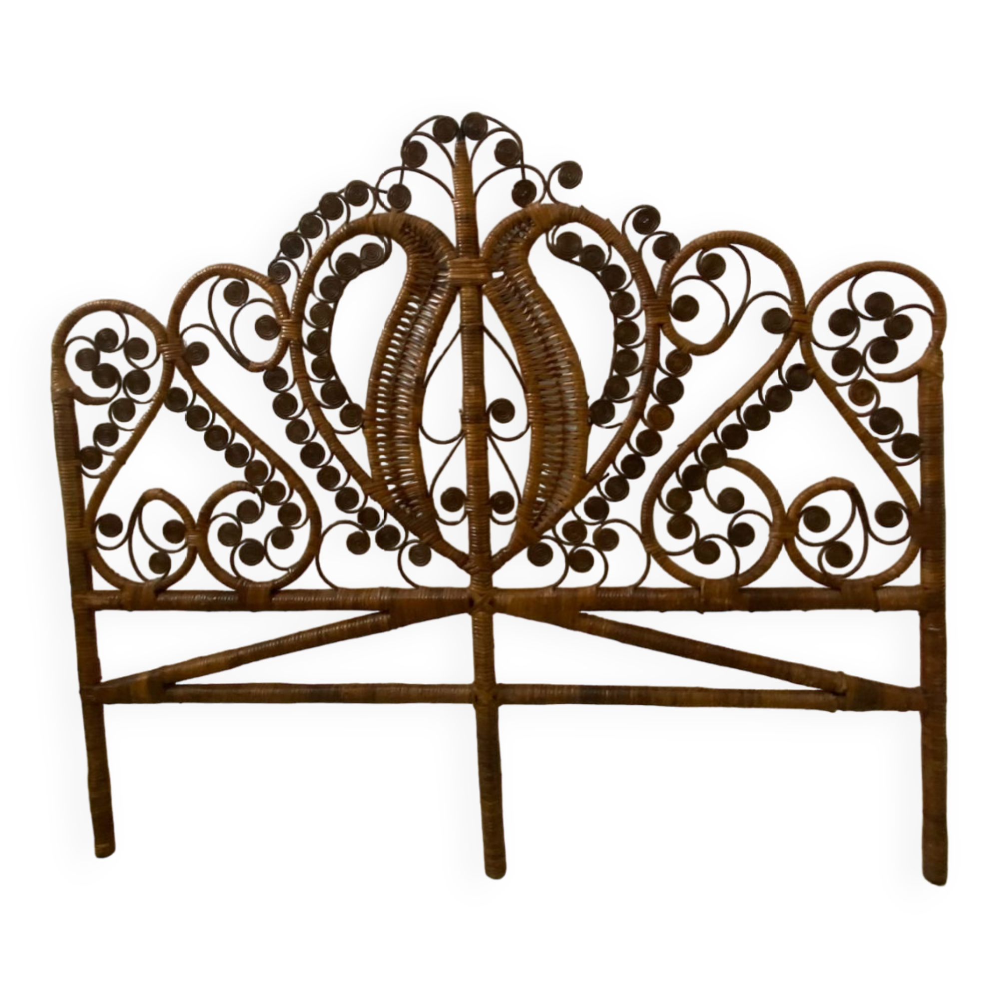 Vintage peacock rattan headboard (150cm)
