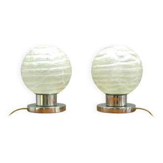 1 paire de lampes de table en verre dépoli, Doria, Space Age - années 1970