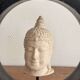 Sculpture Buddha Head in Reconstituted Stone on Khmer Thai Ring Base