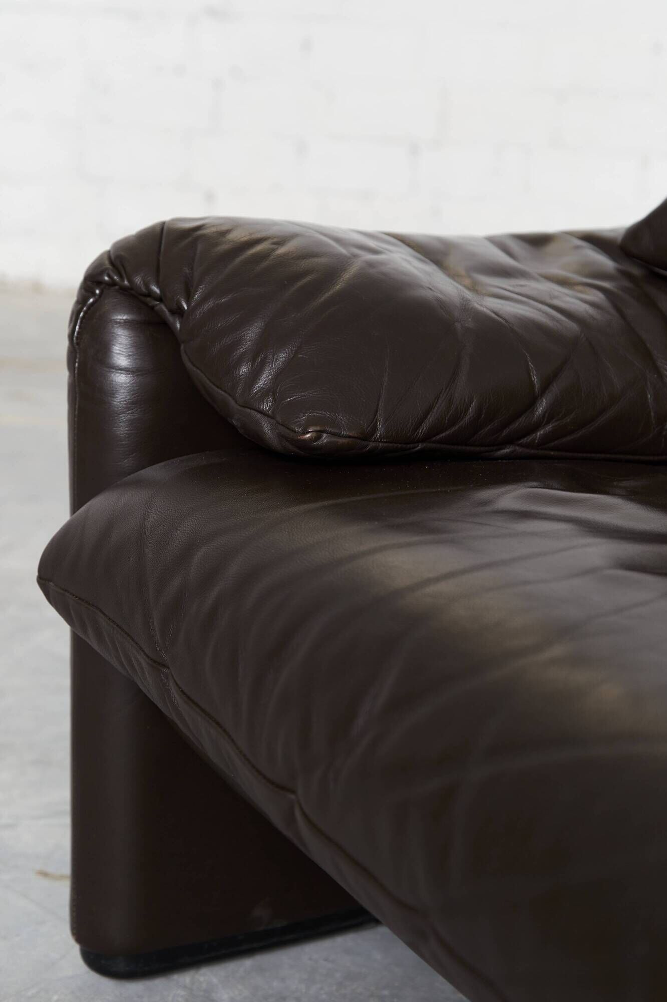 Leather Maralunga Lounge Chair and Ottoman by Vico Magistretti for Cassina