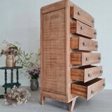 Semainier commode pieds compas bois brut