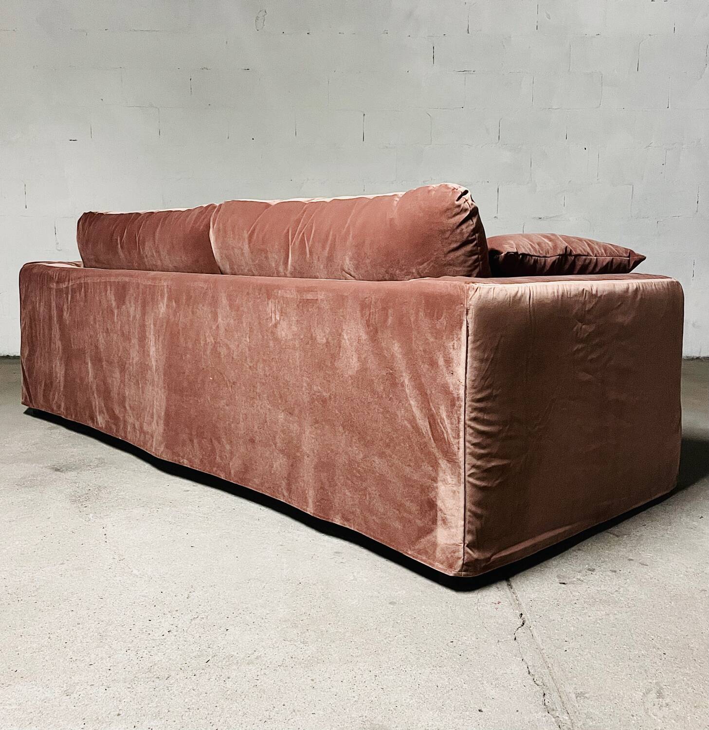 New AMPM terracotta velvet convertible sofa