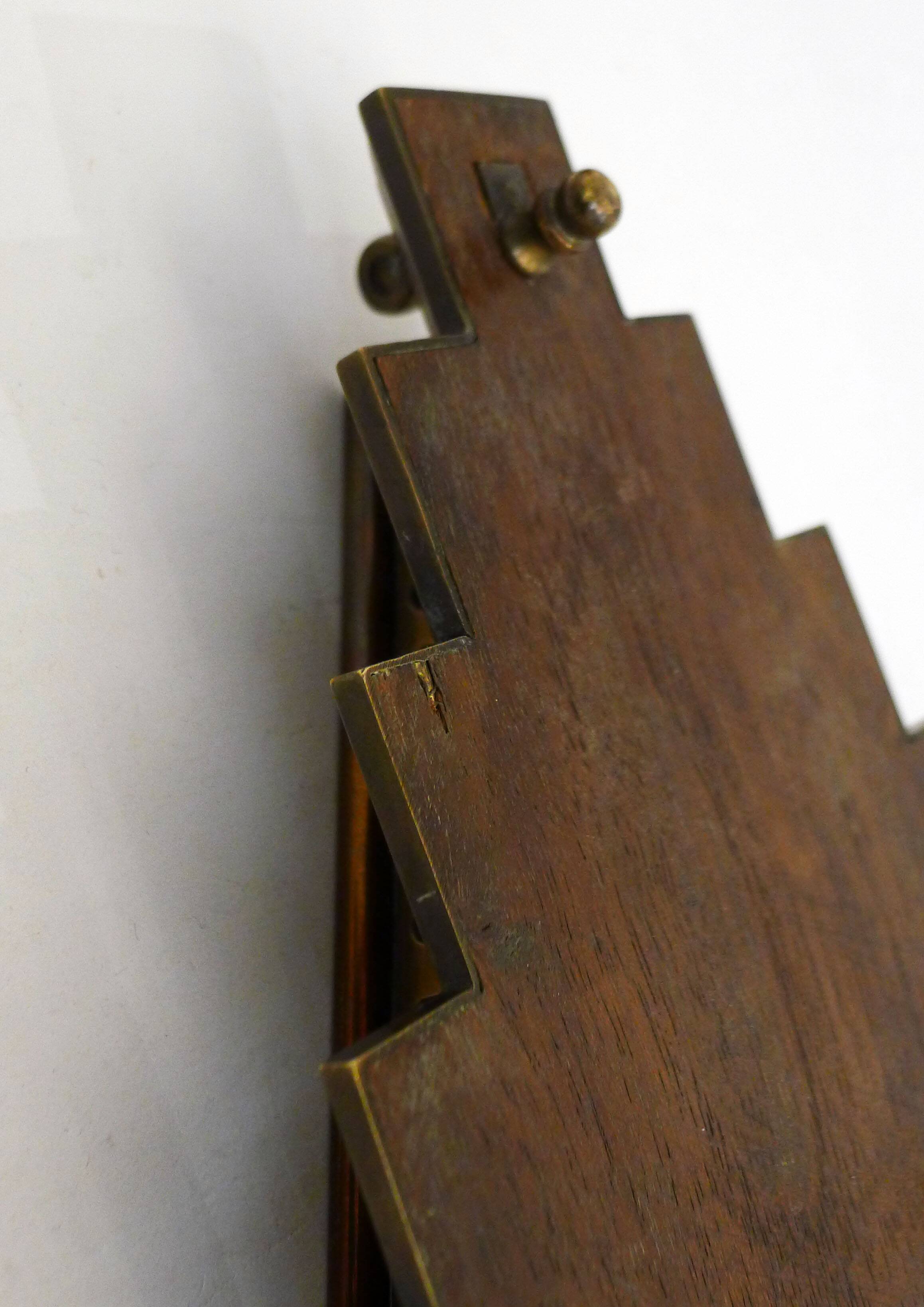 Diamond-shaped wood and brass tray