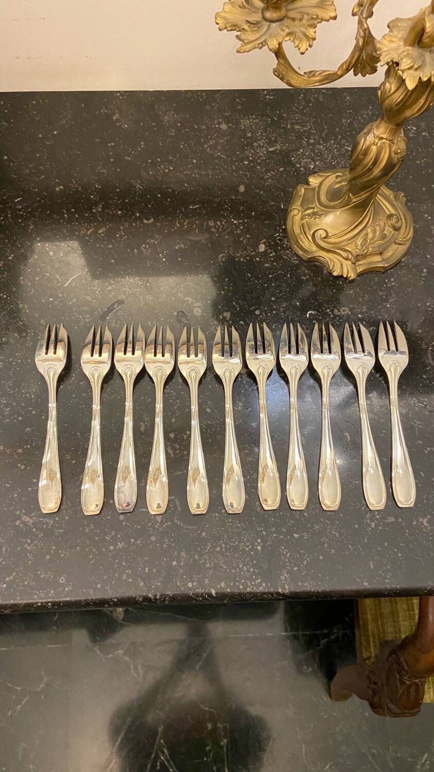 Set of 11 silver-plated cake/oyster forks Guildart 1960 vintage