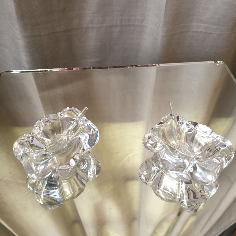 Duo of daum crystal salters in their original box