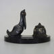 Regulated inkwell and marble signed Franjou pelican art deco