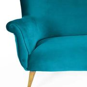 Turquoise velvet 3-seater sofa, 1960s, restored.