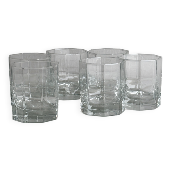 Lot de 6 verres à eau octogonaux épais
