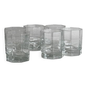 Set of 6 thick octagonal water glasses