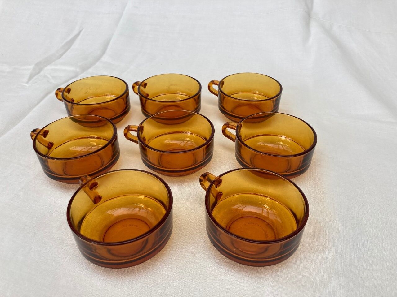 8 cup Duralex amber-coloured coffee cup set