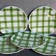 Five dessert plates Orchis-Moulin des Loups vintage checkered décor