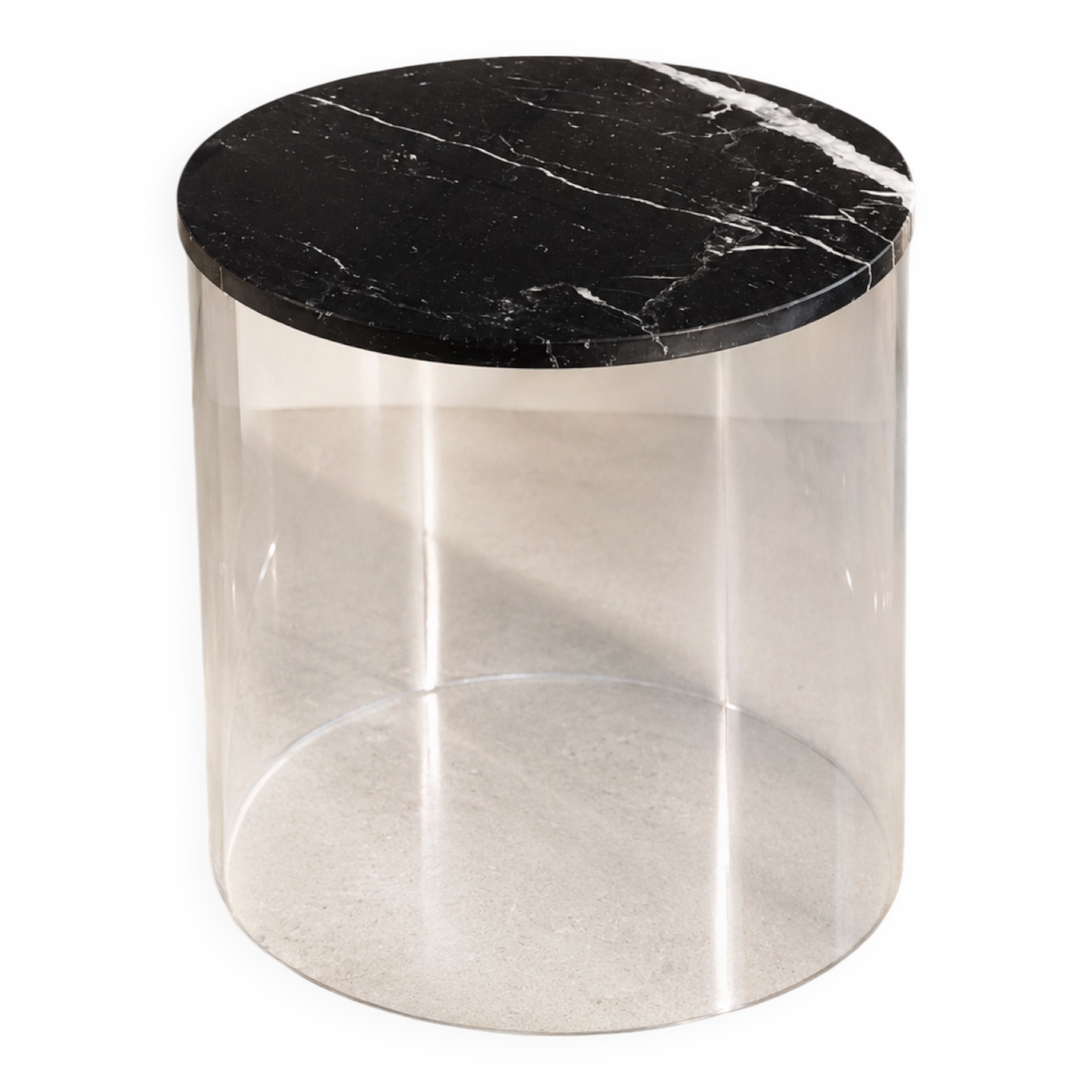 Table d’appoint vintage en plexiglas et marbre noir