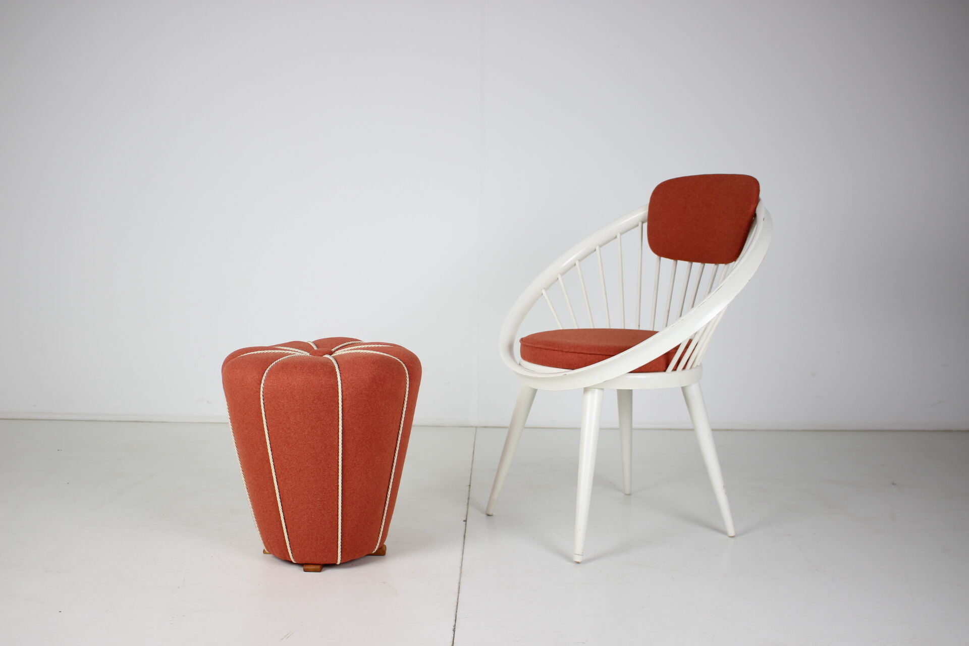 Set of lounge chair with tabouret, 1950's, 1970's