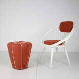 Chaise avec pouf années 1950