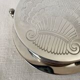 Silver coaster and holder, shell, 80s